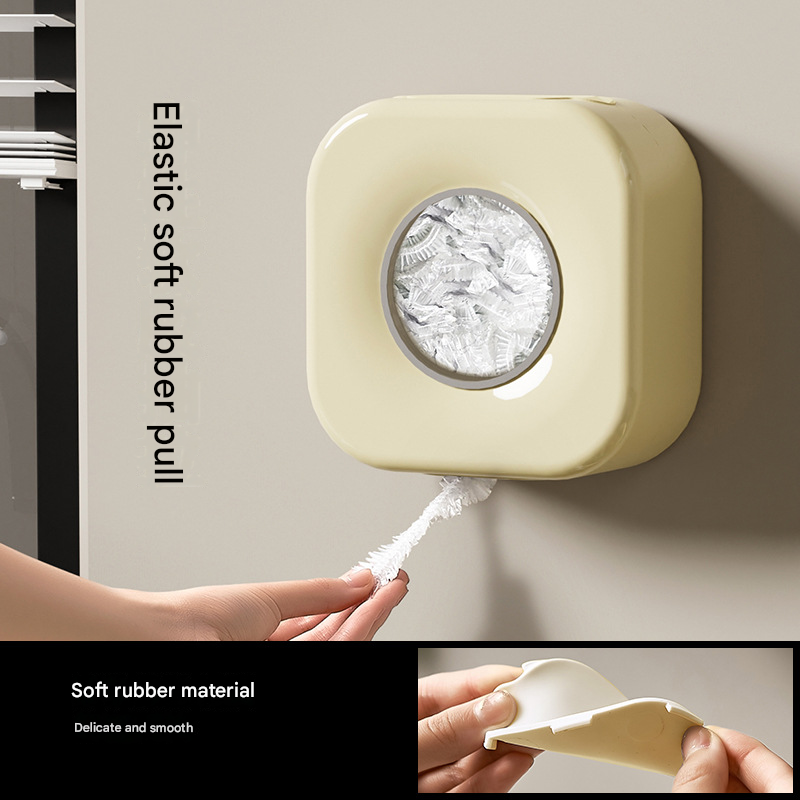 Cream white Wall Mounted Plastic Wrap Dispenser Storage Box with 200 view 3