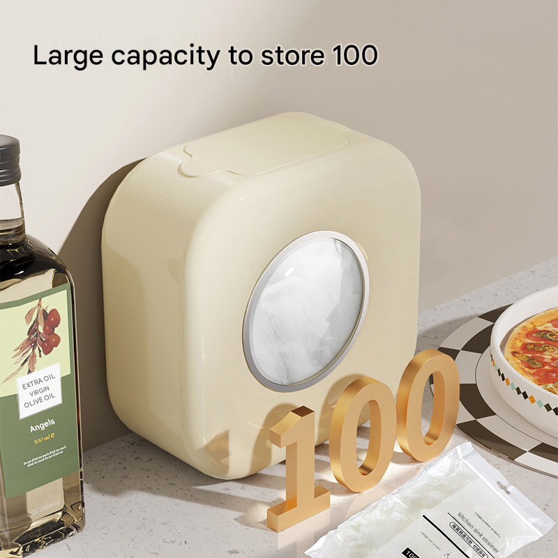 Cream white Wall Mounted Plastic Wrap Dispenser Storage Box with 200 view 4