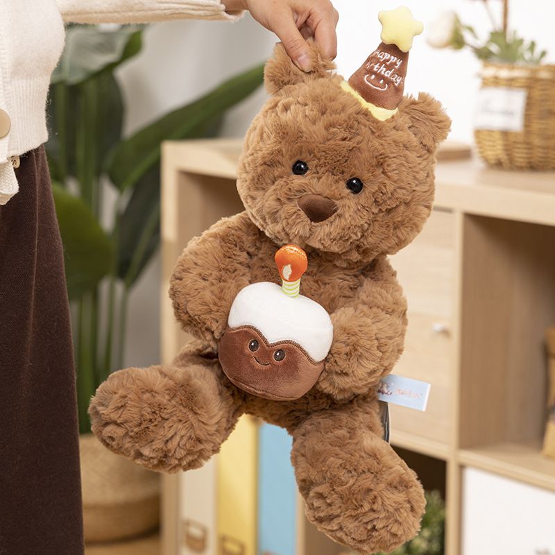 30cm Birthday Cake Teddy Bear Plush Toy - Soft Hugging Pillow with Party view 5