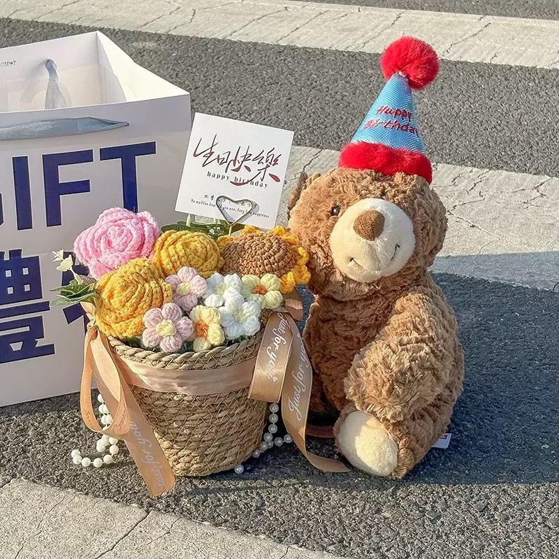 30cm Birthday Cake Teddy Bear Plush Toy - Soft Hugging Pillow with Party view 5