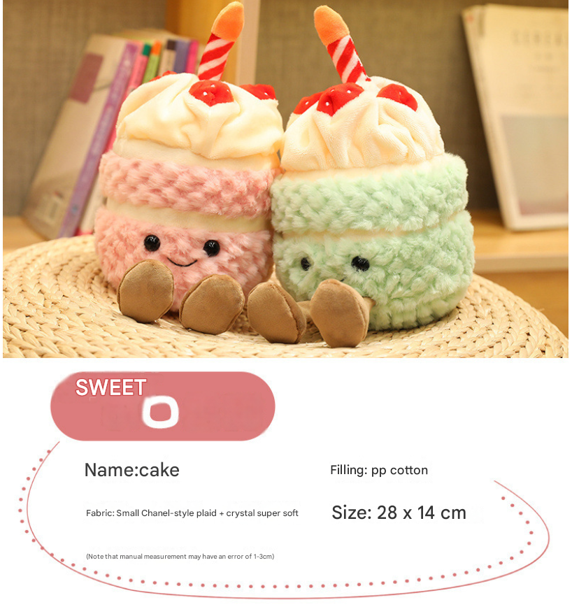 Green Cute Birthday Cake Plush Toy Strawberry Layered Cake Pillow Birthday Gift view 2
