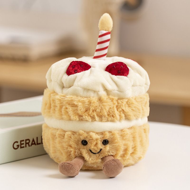 Light brown Cute Birthday Cake Plush Toy Strawberry Layered Cake Pillow