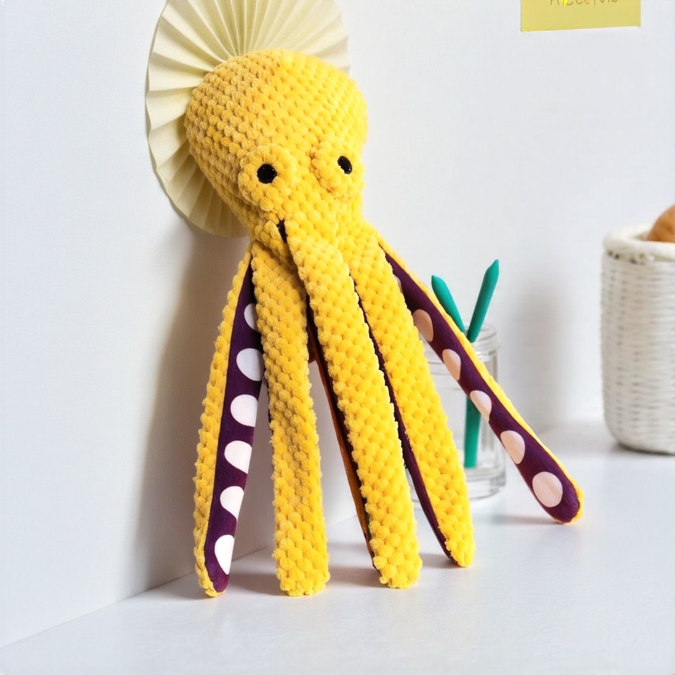2-Pack Yellow Plush Octopus Dog Toy with Squeaker - Interactive Chew Toy for Small