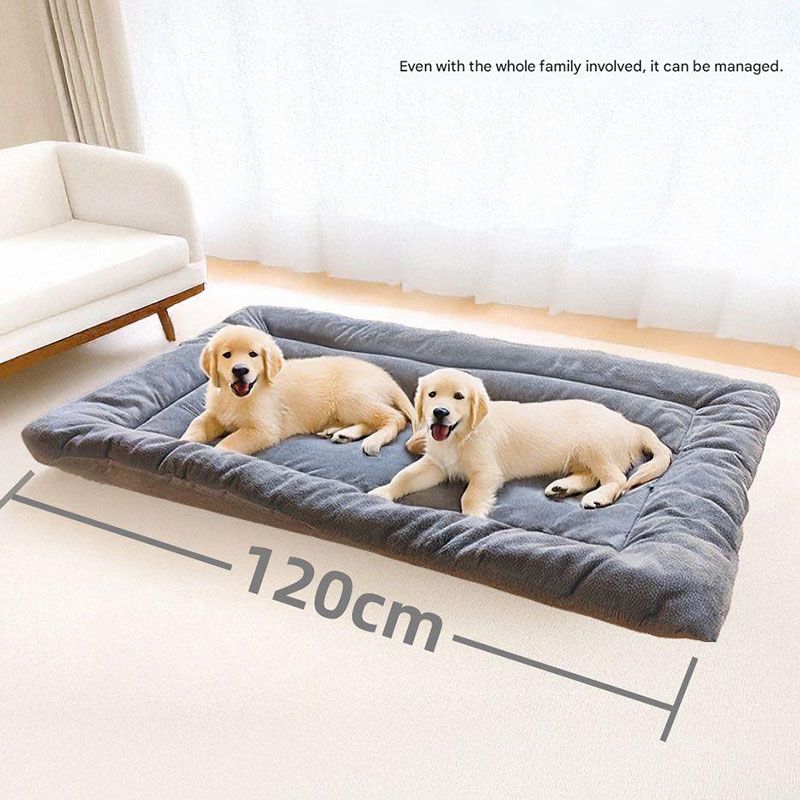 Grey Large Plush Dog Bed - Extra Thick Winter Warmth view 6