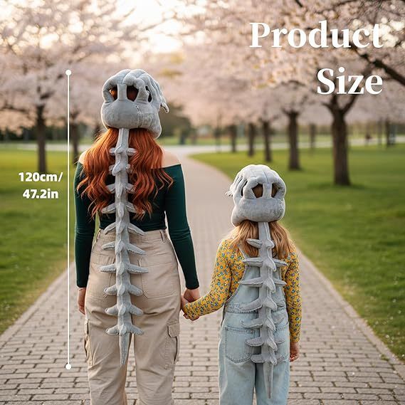 80CM Purple Funny Dinosaur Skeleton Plush Headwear – Quirky Bone Fossil view 4