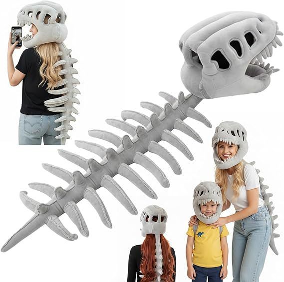 120CM Purple Funny Dinosaur Skeleton Plush Headwear – Quirky Bone Fossil view 2