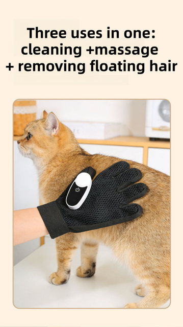 Black Blue Pet Grooming Spray Glove with White Detachable Typec Mister - TPR view 6