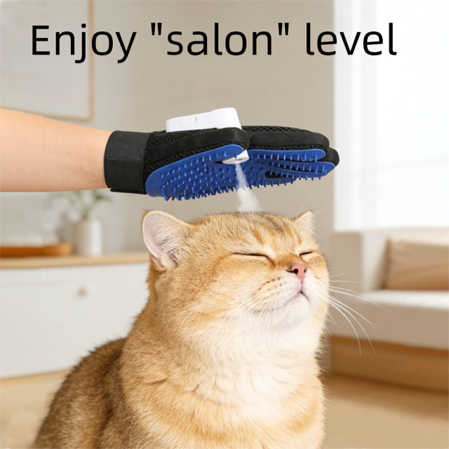 Black Blue Pet Grooming Spray Glove with White Detachable Typec Mister - TPR view 7