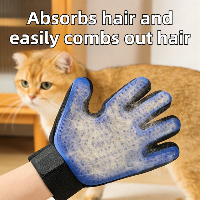 2PCS Black Blue Pet Grooming Spray Glove with Pink & Black Detachable Typec view 4