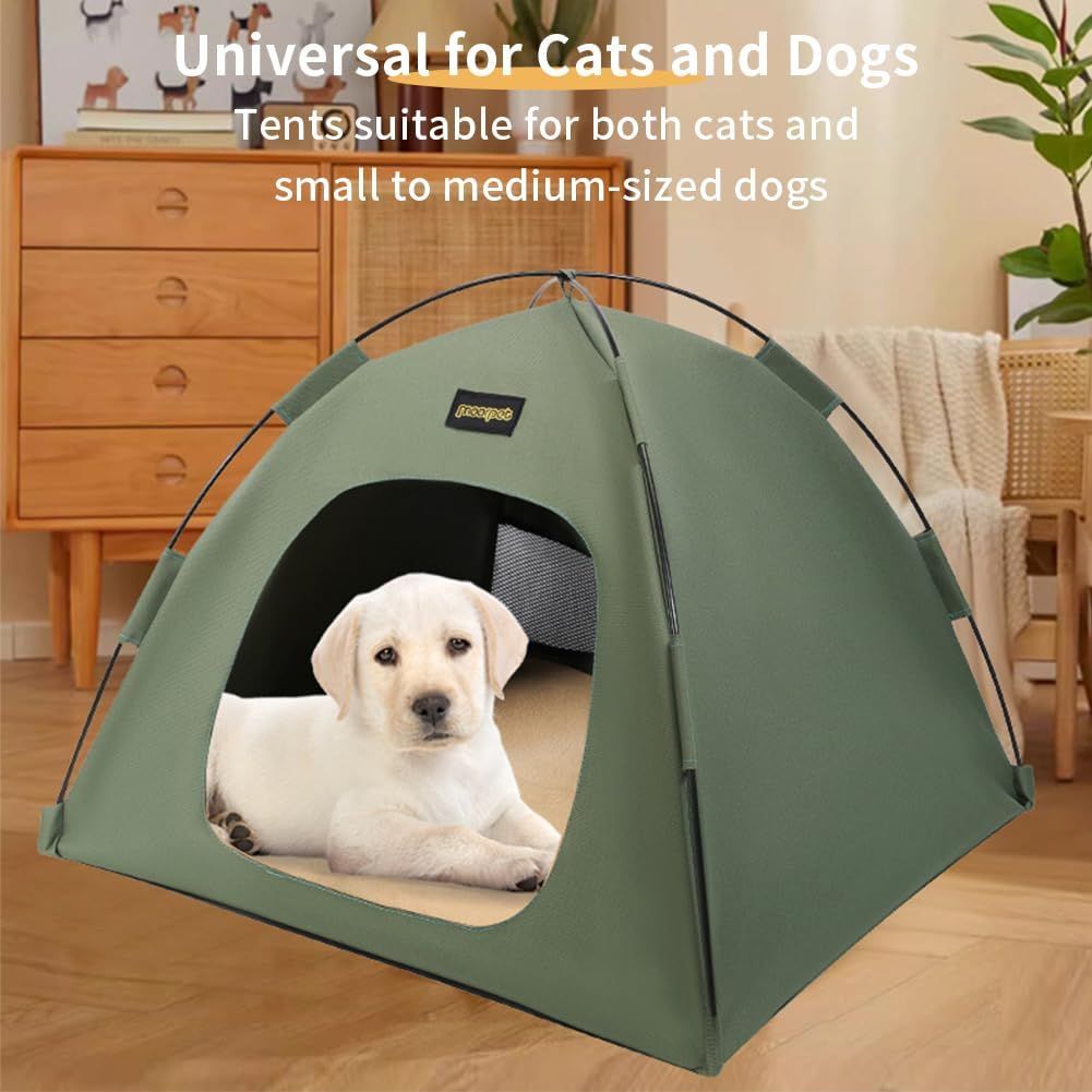 Green All-Weather Portable Pet Tent with Dual-Sided Cushion & Insect-Proof view 4