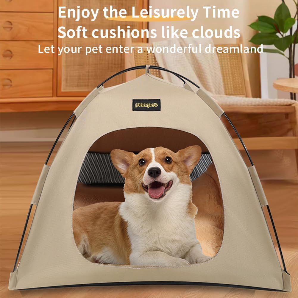 Grey All-Weather Portable Pet Tent with Dual-Sided Cushion & Insect-Proof Mesh view 3