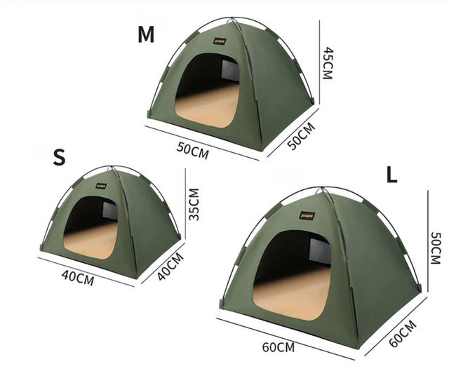 Khaki All-Weather Portable Pet Tent with Dual-Sided Cushion & Insect-Proof view 2