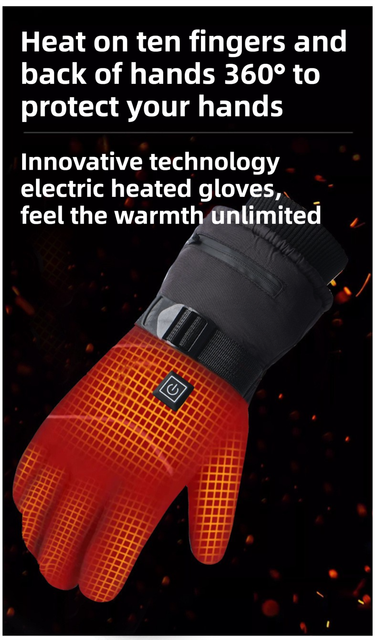 Winter 3 Level Intelligent Heated Gloves with Touchscreen Fingertip & view 3