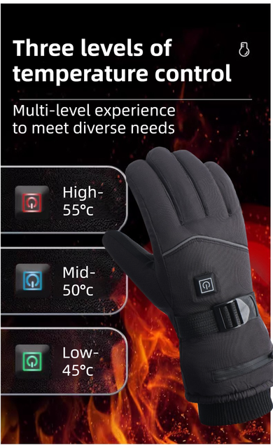 Winter 3 Level Intelligent Heated Gloves with Touchscreen Fingertip & view 5