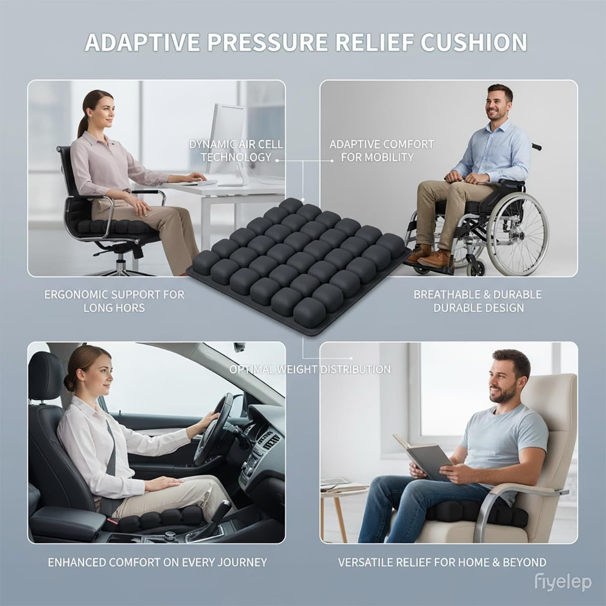 Black Portable 3D Aircell Travel Inflatable Seat Cushion with Built-in Pump view 7