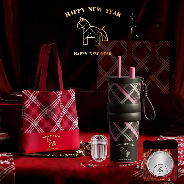 Black British Equestrian Plaid 710ML Insulated Travel Mug with Dual-Drink Lid