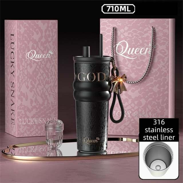 710ML Black Luxury Gradient Textured Aurora Starry Night Insulated Travel Mug