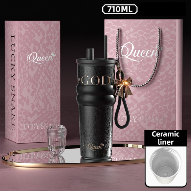 710ML Black Luxury Gradient Textured Aurora Starry Night Insulated Travel Mug