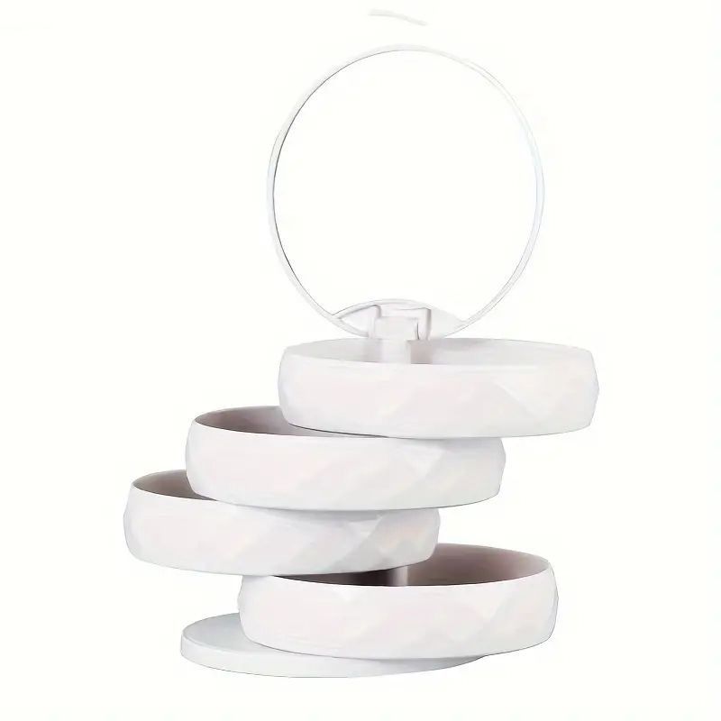 2-Pack 4-Tier Rotating Jewelry Organizer Box with Adjustable Mirror & Diamond — image 1