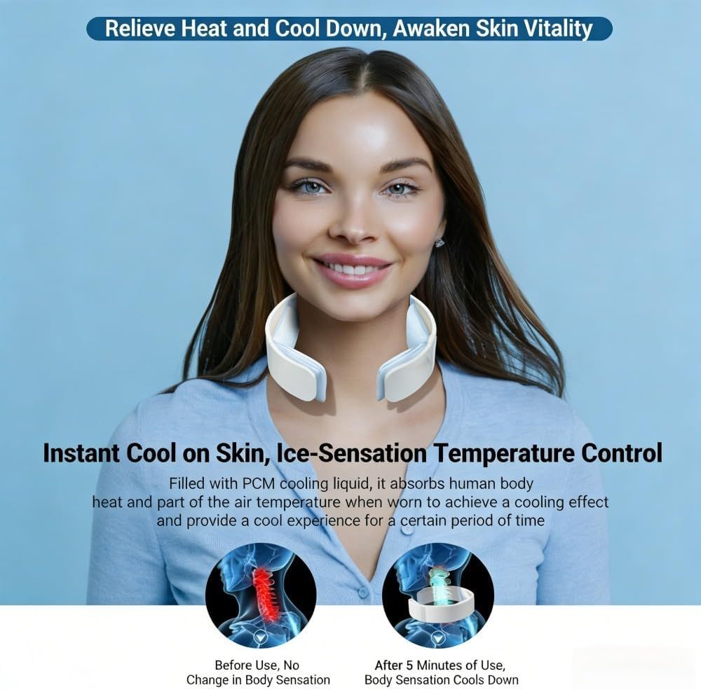 White Reusable Neck Cooling Ring – 360° Omnidirectional Wearable Ice Collar view 4