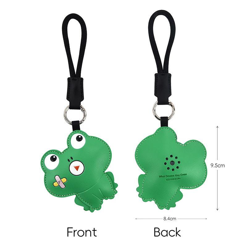 Green Frog Squeeze Meow Sounding Keychain Pendant – Eco-Friendly Leather Cat view 2