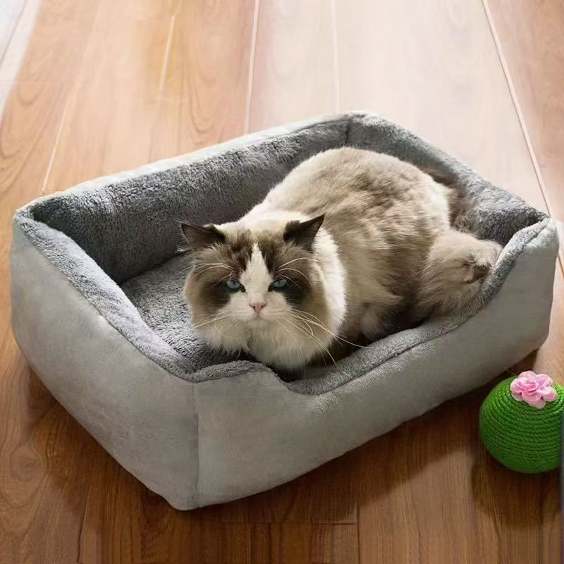 60x45x15CM Grey Premium Plush Pet Bed and Cozy Cushion Mat with Removable view 4