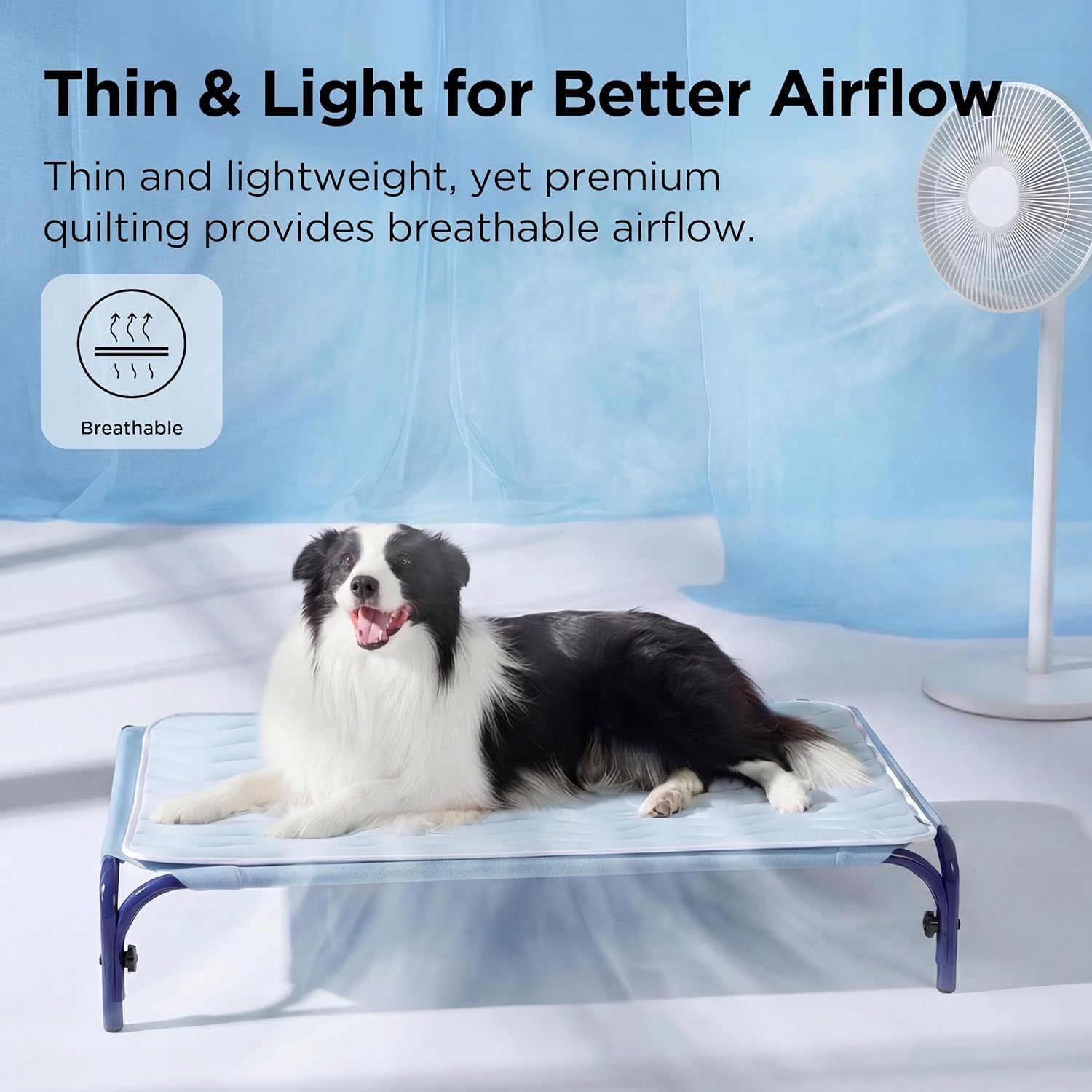 91 x 58 CM Grey Premium Wave Quiltied Pet Cooling Mat - Washable Self-Cooling view 3