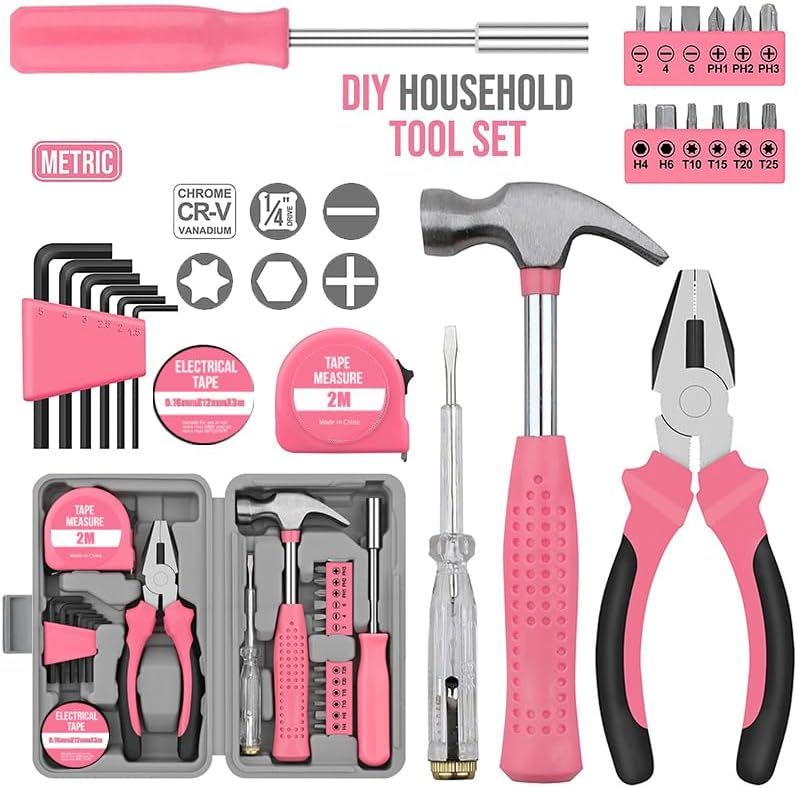 24-Piece Yellow Multifunctional Home Tool Kit for Women - Compact Mini Starter view 2