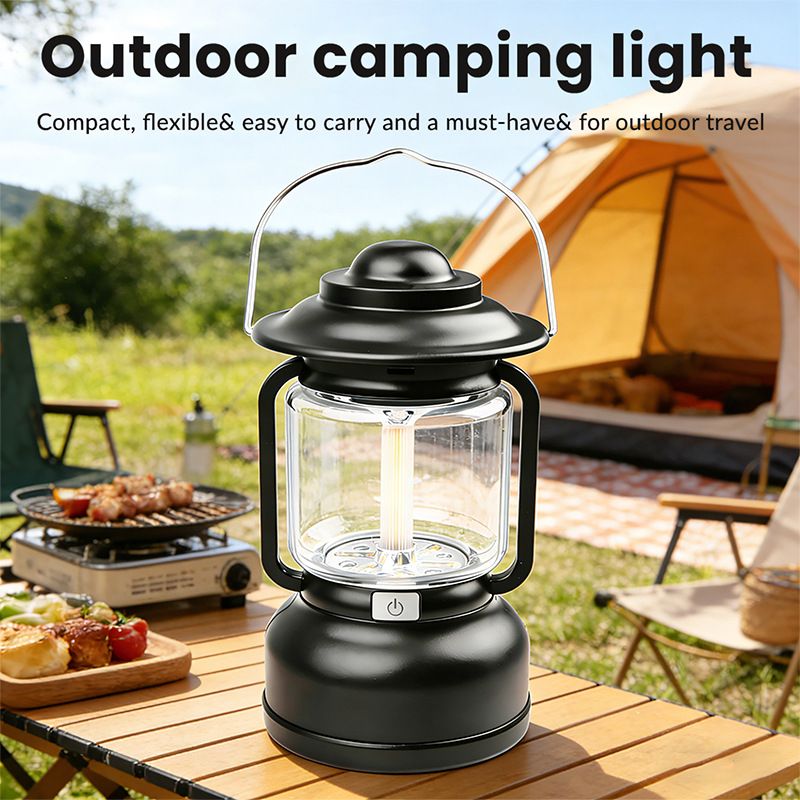 2PCS Red Vintage LED Outdoor Camping Lantern with Warm Ambient Light - 7 view 2