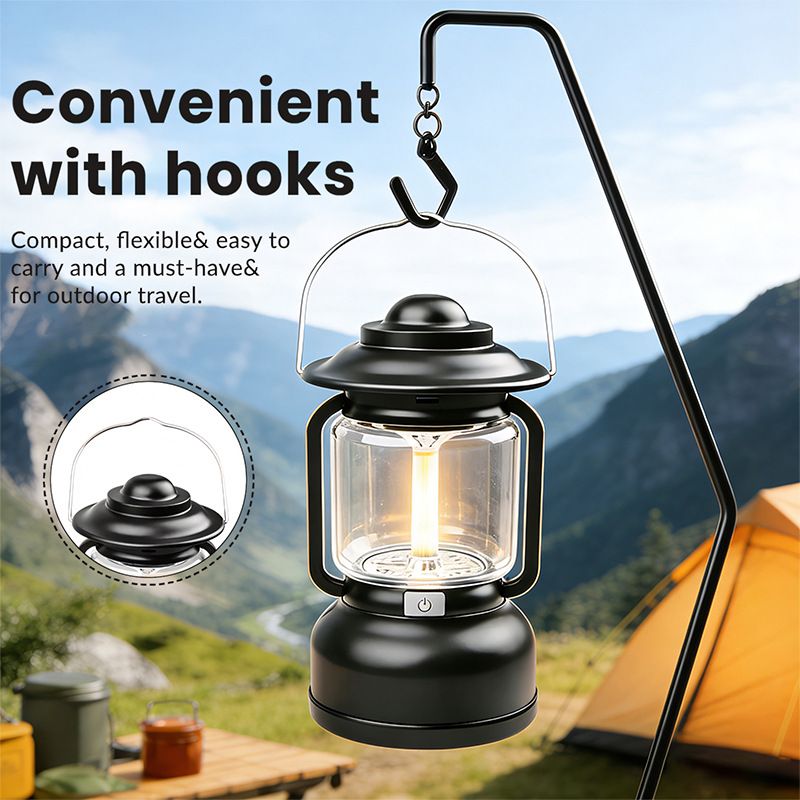 2PCS Red Vintage LED Outdoor Camping Lantern with Warm Ambient Light - 7 view 6