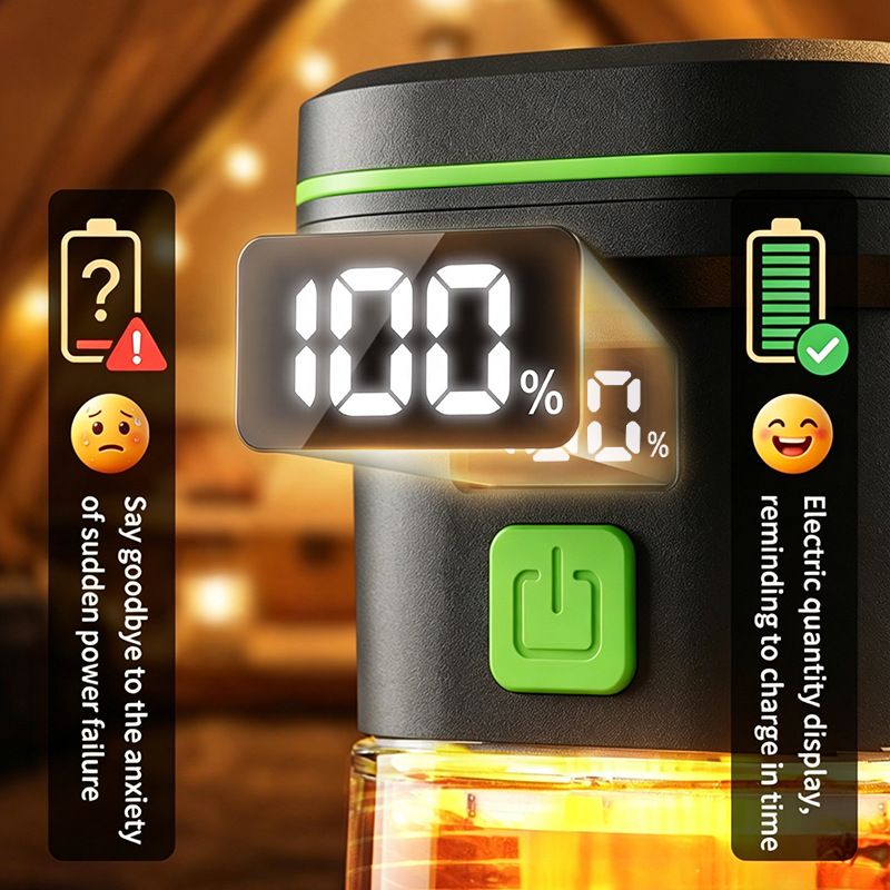 LY27 Black and Green Compact LED Camping Lantern with Spotlight and Ambient Light view 4