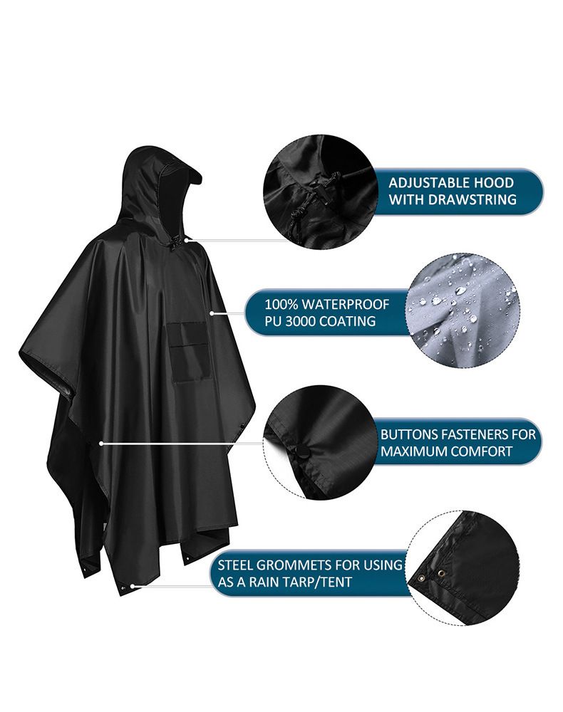3-in-1 Brown Camping Rain Poncho view 5