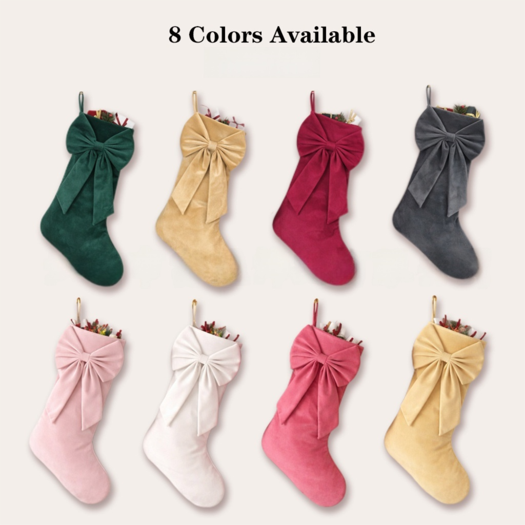 18 Inch Oversized Luxury Velvet Christmas Stocking with Bow & Loop view 5