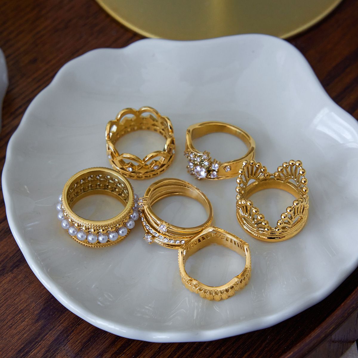 Style 2 Vintage Gold-Plated Stainless Steel Ring for Women - Waterproof view 3