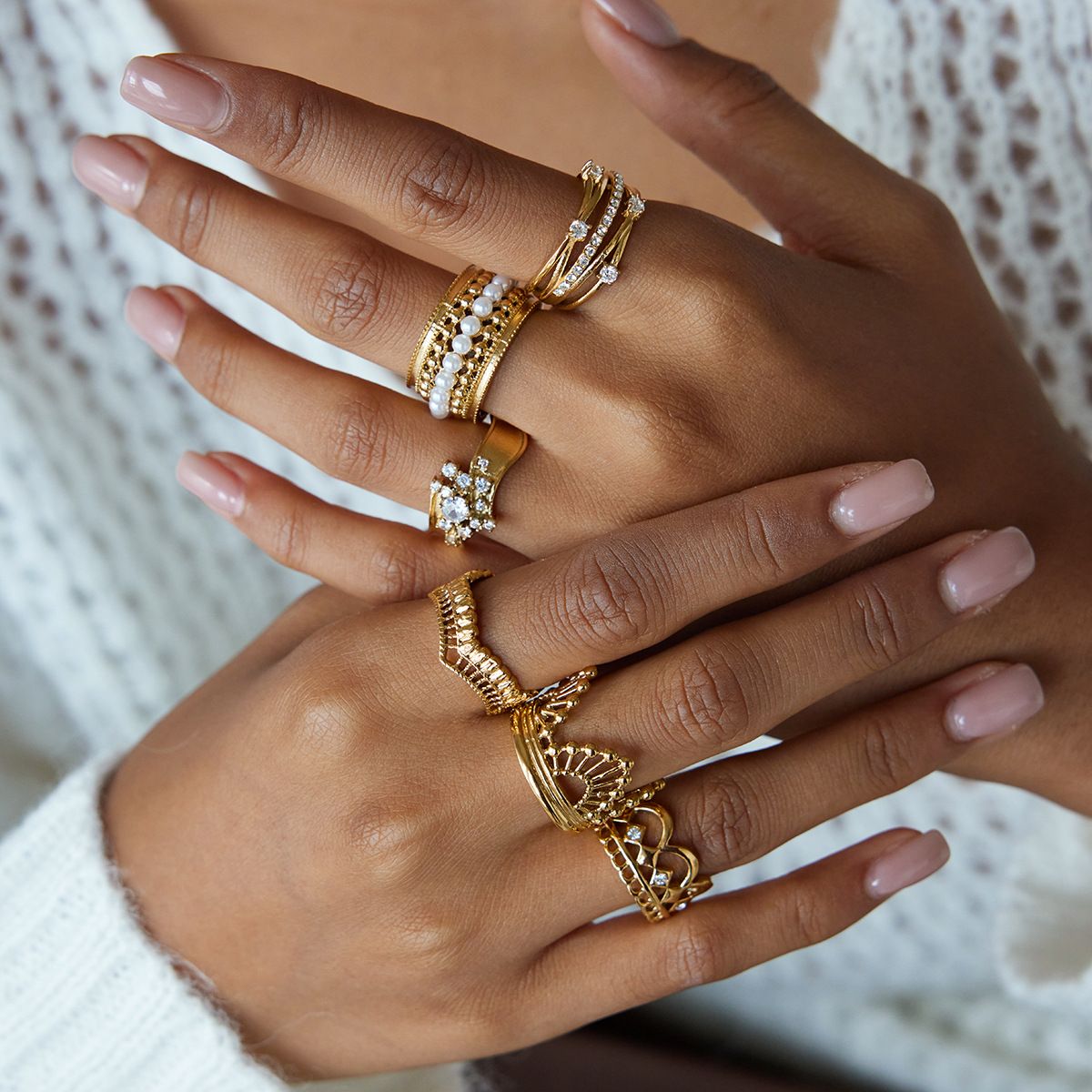Style 7 Vintage Gold-Plated Stainless Steel Ring for Women - Waterproof view 4