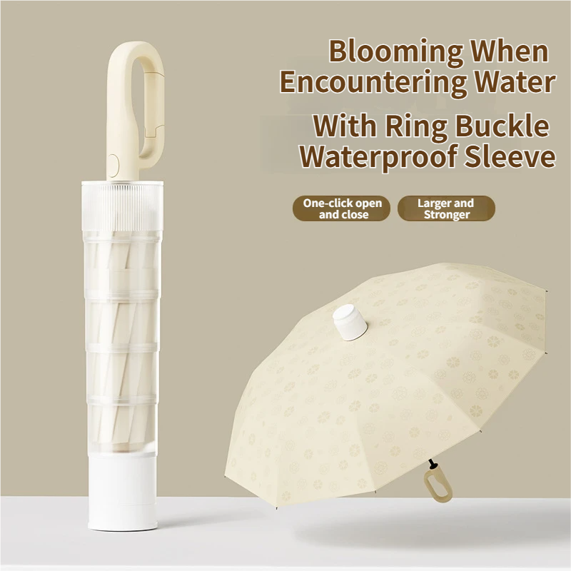 Blue Foldable Automatic Open Umbrella with Retractable Waterproof Sleeve view 2