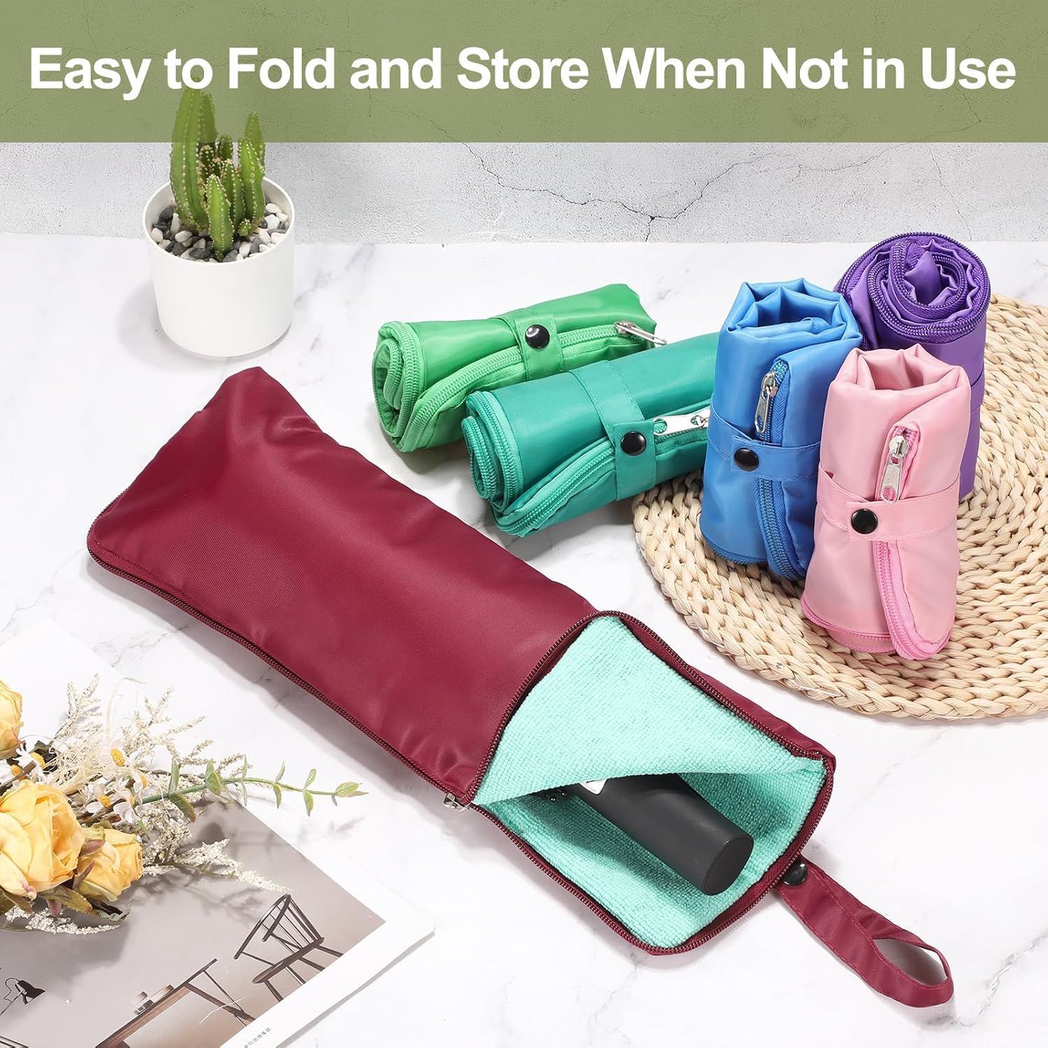 46 inch Wine Red Windproof Automatic Travel Folding Umbrella and Black view 7