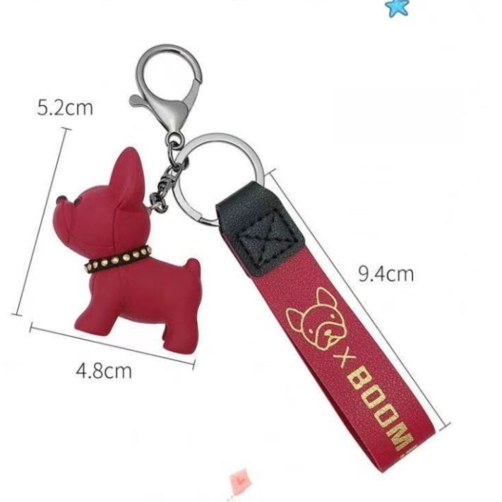 Wine Red Cute Resin French Bulldog Keychain Pendant for Backpacks and Keys view 4