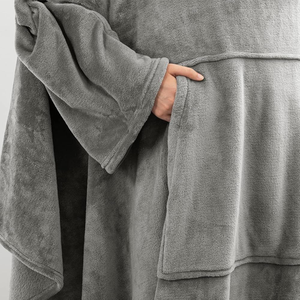 Pink 180 x 120CM Extra Large Wearable Wrap Blanket with Sleeves and Large Pocket view 5