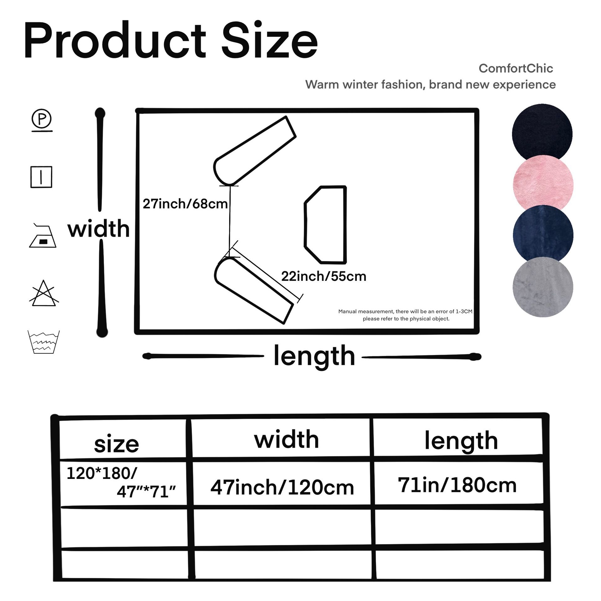 Pink 180 x 120CM Extra Large Wearable Wrap Blanket with Sleeves and Large Pocket view 6