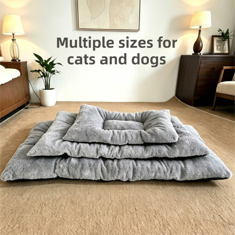40 x 60CM Large Plush Pet Bed Mat for Dogs & Cats – Light Grey Double-Sided view 4