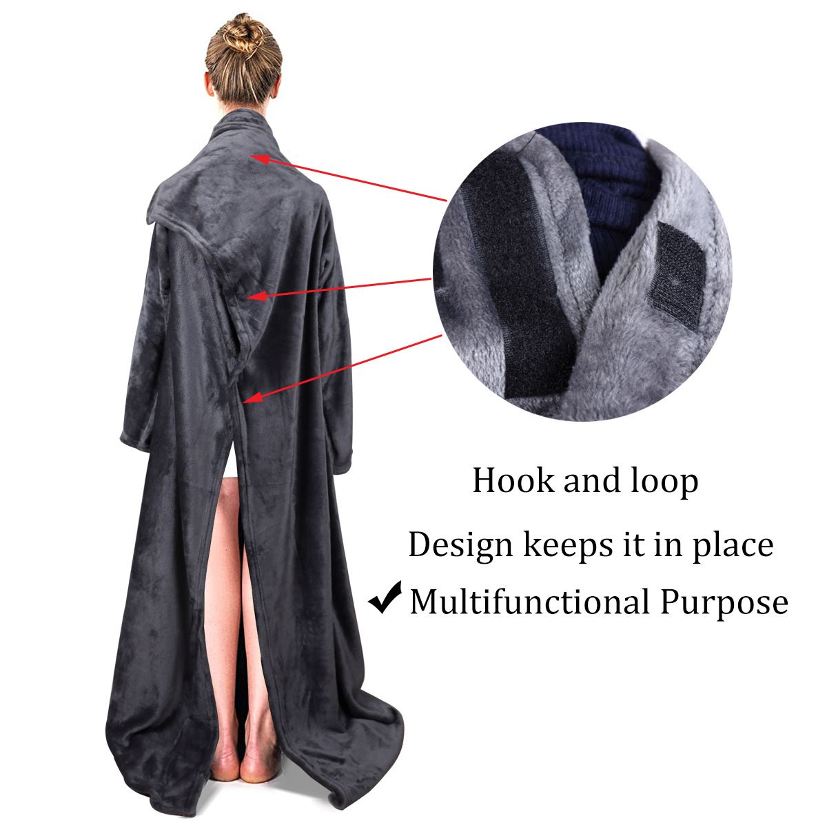 Winter Cozy Warm Loungewear Gift Set – 170 × 200CM Dark Grey Flannel Fleece view 4
