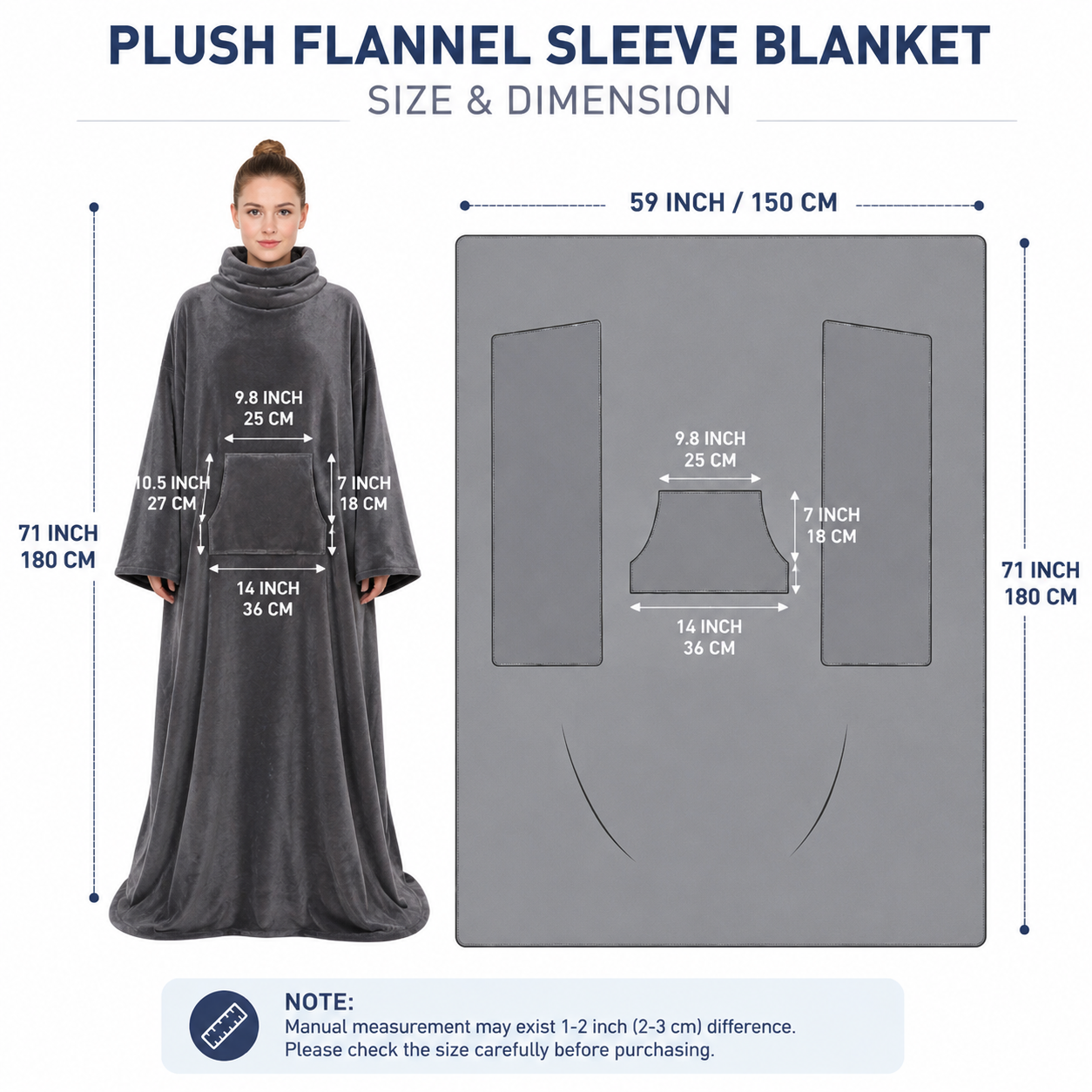 Winter Cozy Warm Loungewear Gift Set – 150 x 180CM Navy Blue Flannel Fleece view 3