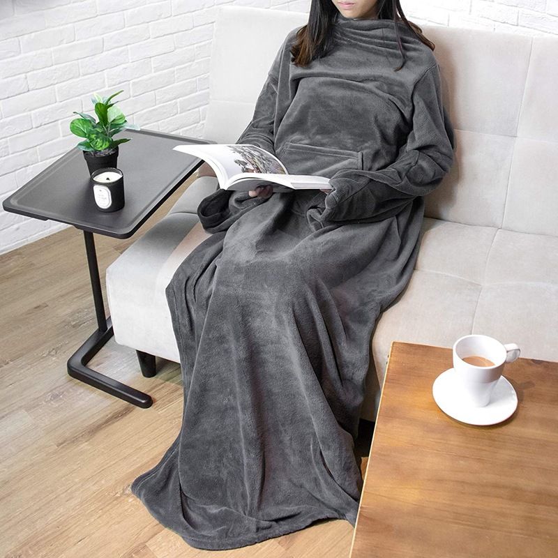 Winter Cozy Warm Loungewear Gift Set – 170 × 200CM Navy Blue Flannel Fleece view 2
