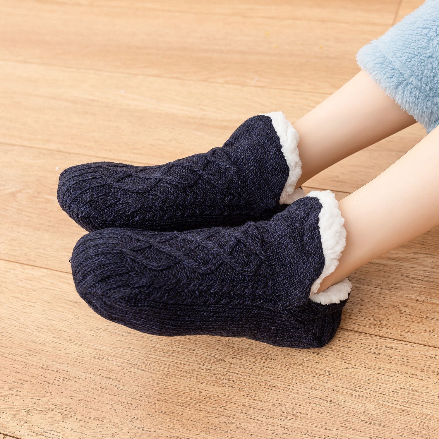 Winter Cozy Warm Loungewear Gift Set – 170 × 200CM Navy Blue Flannel Fleece view 7