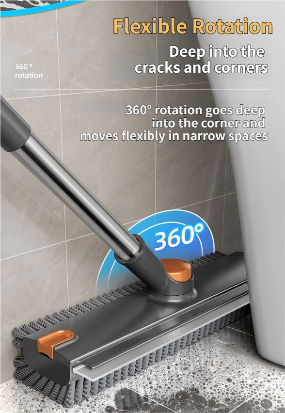 Grey and Orange 360°Rotating Detachable V-Shaped Floor Scrub Brush for Indoor view 6