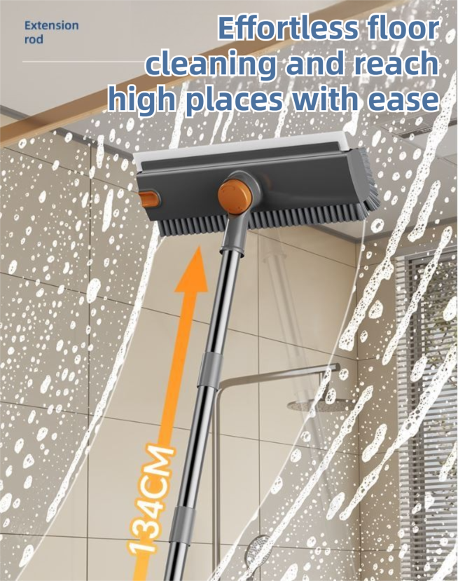 Grey and Orange 360°Rotating Detachable V-Shaped Floor Scrub Brush for Indoor view 8