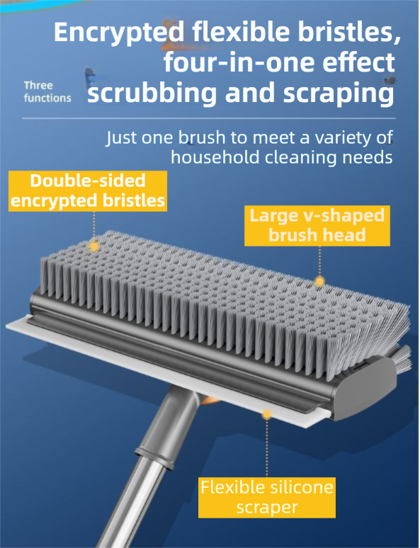 Grey and White 360°Rotating Detachable V-Shaped Floor Scrub Brush for Indoor & view 4
