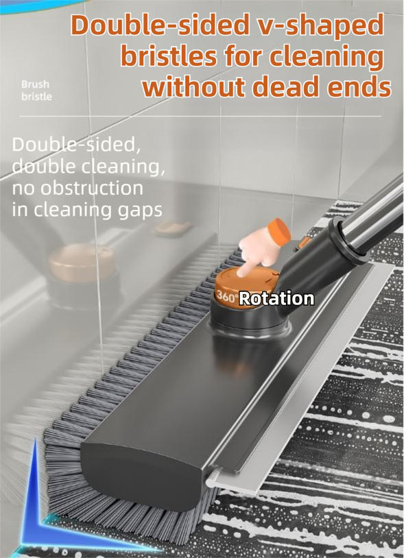 Grey and White 360°Rotating Detachable V-Shaped Floor Scrub Brush for Indoor & view 5