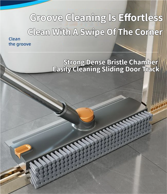 Grey and White 360°Rotating Detachable V-Shaped Floor Scrub Brush for Indoor & view 7